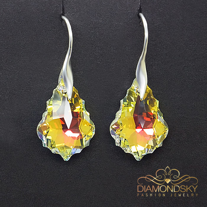 Sudraba auskari „Baroks IV (Aurora Borealis)“ ar Swarovski® kristāliem