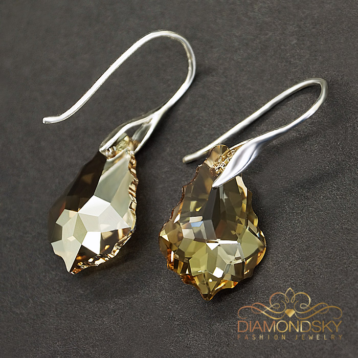 Sudraba auskari „Baroka IV (Golden Shadow)“ ar Swarovski™ kristāliem