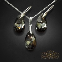 Sudraba komplekts sievietēm „Baroks (Silver Night)“ ar Swarovski® kristāliem