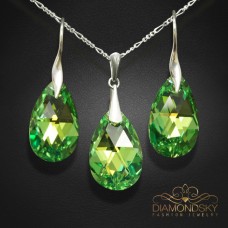 Sudraba komplekts sievietēm „Baroks (Peridot AB)“ ar Swarovski® kristāliem