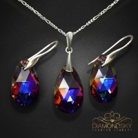 Sudraba komplekts „Baroka (Volcano)“ ar Swarovski™ kristāliem