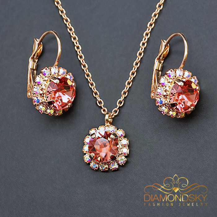 Komplekts sievietēm „Krāšņums II (Rose Peach)“ ar Swarovski® kristāliem