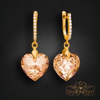 Sudraba auskari „Iemīlējusies Sirds III (Colorado Topaz)“ ar Swarovski® kristāliem