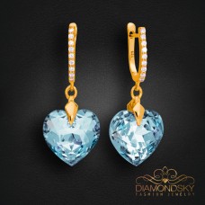 Sudraba auskari „Iemīlējusies Sirds III (Aquamarine Blue)“ ar Swarovski® kristāliem