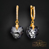Sudraba auskari „Iemīlējusies Sirds III (Silver Night)“ ar Swarovski® kristāliem