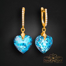 Sudraba auskari „Iemīlējusies Sirds III (Aquamarine Shimmer)“ ar Swarovski® kristāliem
