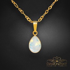Sudraba kulons „Crystal Drop (White Opal)“ ar Swarovski® kristāliem