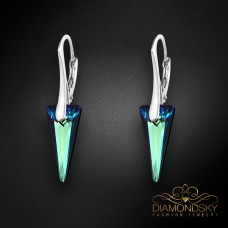 Sudraba auskari „Dzelonis (Bermuda Blue)“ ar Swarovski® kristāliem