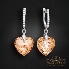 Sudraba auskari „Iemīlējusies Sirds III R (Colorado Topaz)“ ar Swarovski® kristāliem