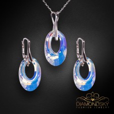 Sudraba komplekts „Helios (Aurora Borealis)“ ar Swarovski™ kristāliem