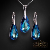 925 Sterling Silver Jewelry Set “Rainbow Waterfall” (Bermuda Blue) embellished with Crystals by Swarovski®
