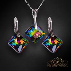 Sudraba komplekts sievietēm „Vizuļošana (Vitrail Medium)“ ar Swarovski® kristāliem