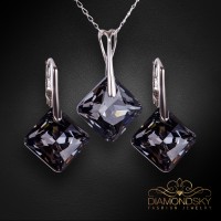 Sudraba komplekts sievietēm „Vizuļošana (Silver Night)“ ar Swarovski® kristāliem