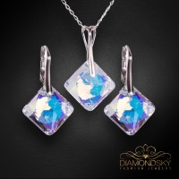 Sudraba komplekts sievietēm „Vizuļošana (Blue Aurora Borealis)“ ar Swarovski® kristāliem