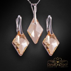 Sudraba komplekts „Rombs (Golden Shadow)“ ar Swarovski™ kristāliem