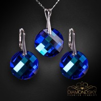 Sudraba komplekts „Mēness (Bermuda Blue)“ ar Swarovski™ kristāliem