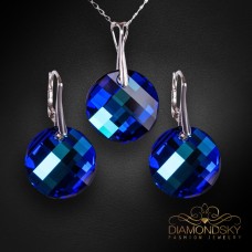 Sudraba komplekts „Mēness (Bermuda Blue)“ ar Swarovski™ kristāliem