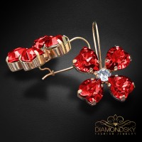 Earrings “Crystal Clover” (Light Siam) embellished with Crystals by Swarovski®