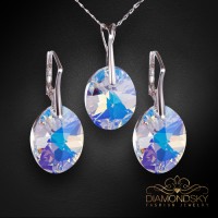 Sudraba komplekts sievietēm „Atspulgs (Aurora Borealis)“ ar Swarovski® kristāliem