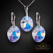 Sudraba komplekts sievietēm „Atspulgs (Aurora Borealis)“ ar Swarovski® kristāliem