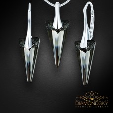 Sudraba komplekts sievietēm „Dzelonis (Silver Night)“ ar Swarovski® kristāliem