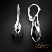 Sudraba auskari „Baroks II (Jet Light Chrome)“ ar Swarovski® kristāliem
