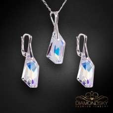Sudraba komplekts sievietēm „Hiperboreja (Aurora Borealis)“ ar Swarovski® kristāliem