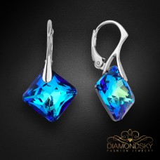 Sudraba auskari „Vizuļošana (Bermuda Blue)“ ar Swarovski® kristāliem