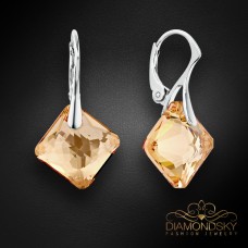 Sudraba auskari „Vizuļošana (Golden Shadow)“ ar Swarovski® kristāliem