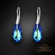 Sudraba auskari „Varavīksnes Kaskāde (Bermuda Blue)“ ar Swarovski™ kristāliem