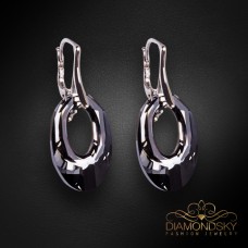 Sudraba auskari „Helios (Silver Night)“ ar Swarovski™ kristāliem