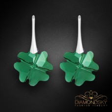 Sudraba auskari „Āboliņš (Emerald)“ ar Swarovski™ kristāliem