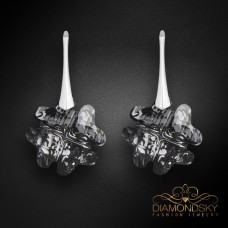 Sudraba auskari „Āboliņš (Silver Night)“ ar Swarovski® kristāliem