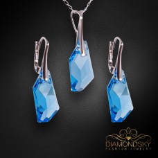 Sudraba komplekts „Hiporboreja (Aquamarine Blue)“ ar Swarovski™ kristāliem