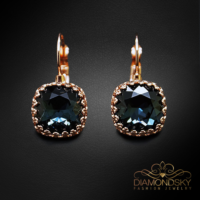 Auskari „Vintage V (Graphite)“ ar Swarovski® kristāliem