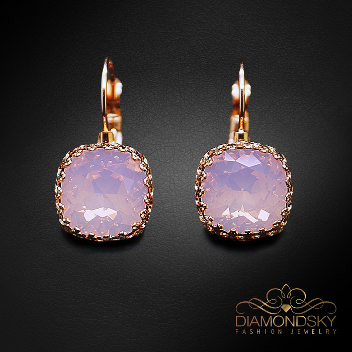 Auskari „Vintāžš V (Rose Water Opal)“ ar Swarovski™ kristāliem