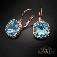Auskari „Vintage V (Aquamarine Blue)“ ar Swarovski® kristāliem