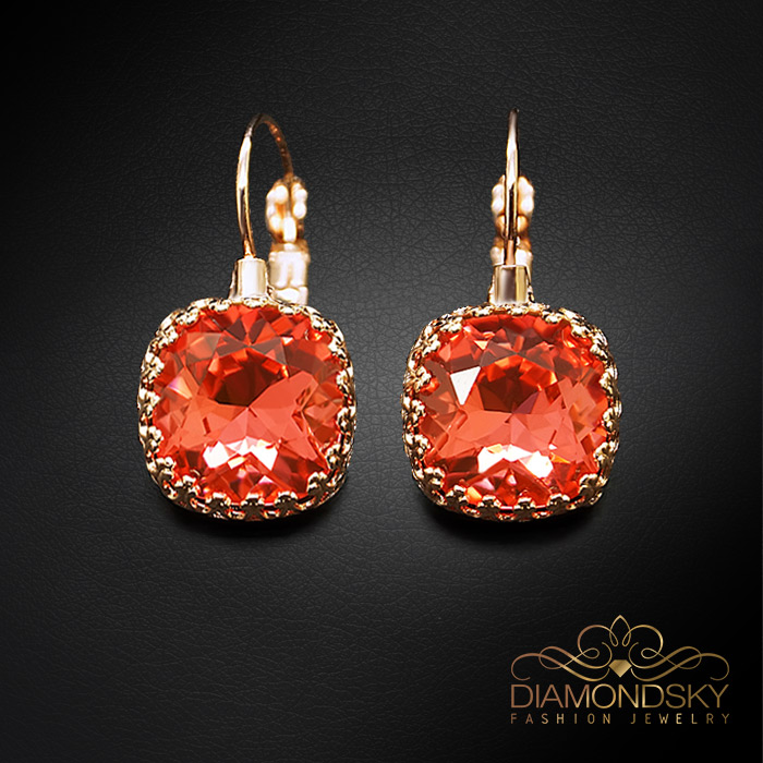 Auskari „Vintāžš V (Padparadscha)“ ar Swarovski™ kristāliem