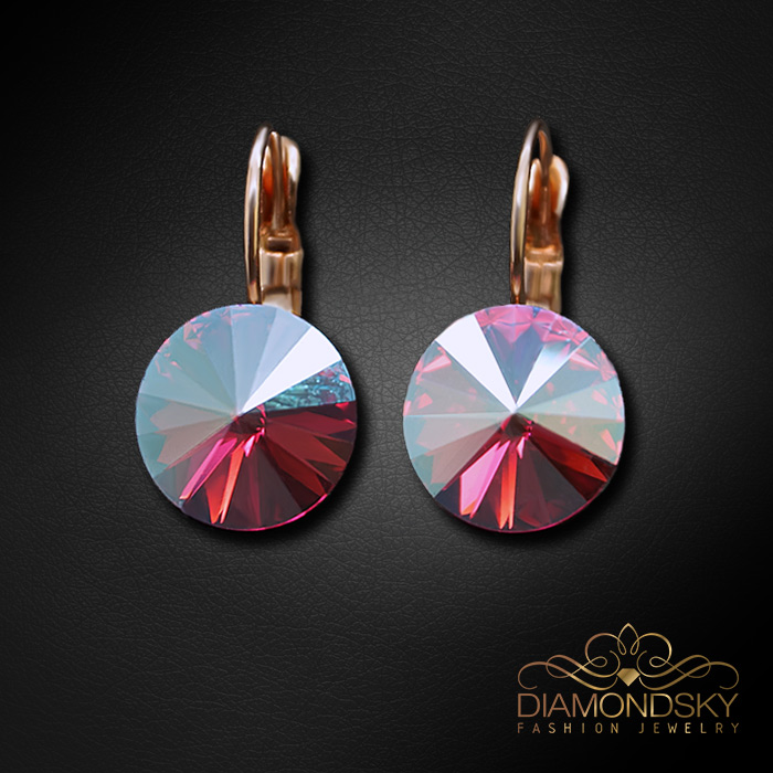 Auskari „Klaris II (Fuchsia Shimmer)“ ar Swarovski™ kristāliem