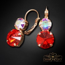 Earrings “Clarice VIII” (Light Siam / AB) embellished with Crystals by Swarovski®