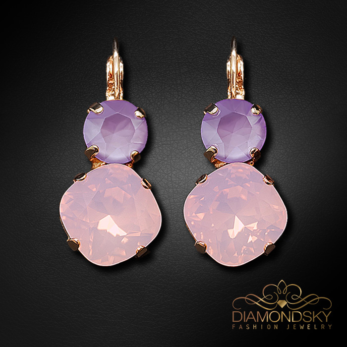 Auskari „Apžilbinošs Mirdzums VI (Rose Water Opal / Lilac)“ ar Swarovski™ kristāliem