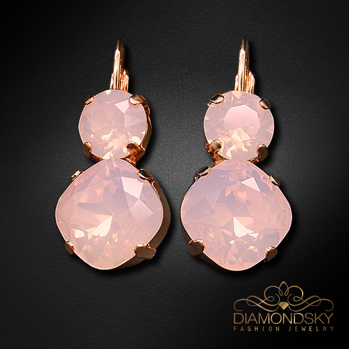 Auskari „Apžilbinošs Mirdzums VI (Rose Water Opal)“ ar Swarovski™ kristāliem