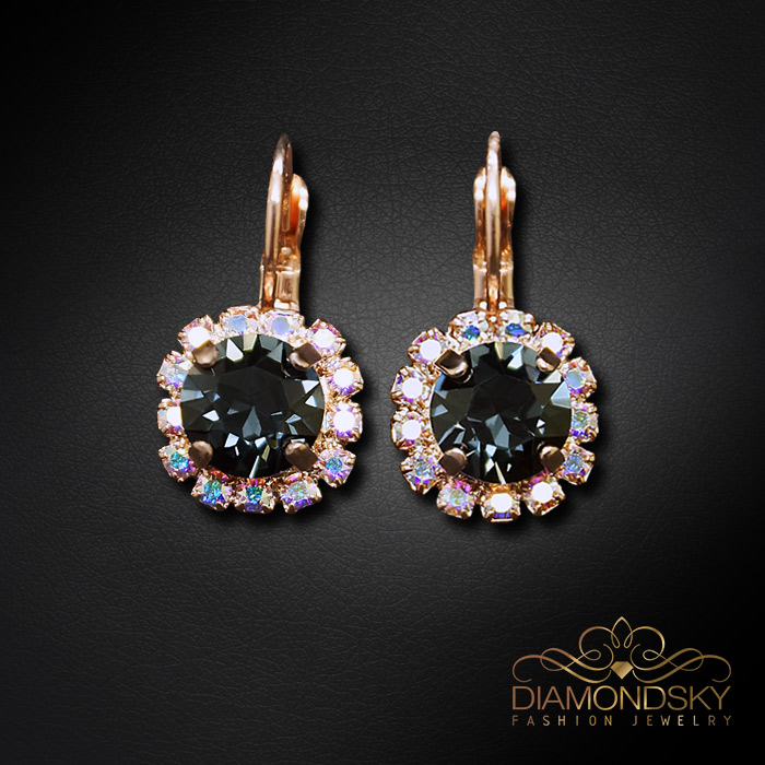 Auskari „Krāšņums II (Graphite)“ ar Swarovski™ kristāliem