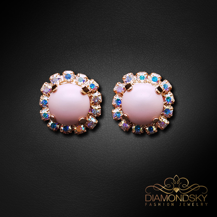 Auskari „Dvēseles Spogulis II (Pastel Rose)“ ar Swarovski™ kristāliem