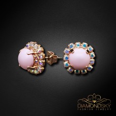 Auskari „Dvēseles Spogulis II (Pastel Rose)“ ar Swarovski™ kristāliem