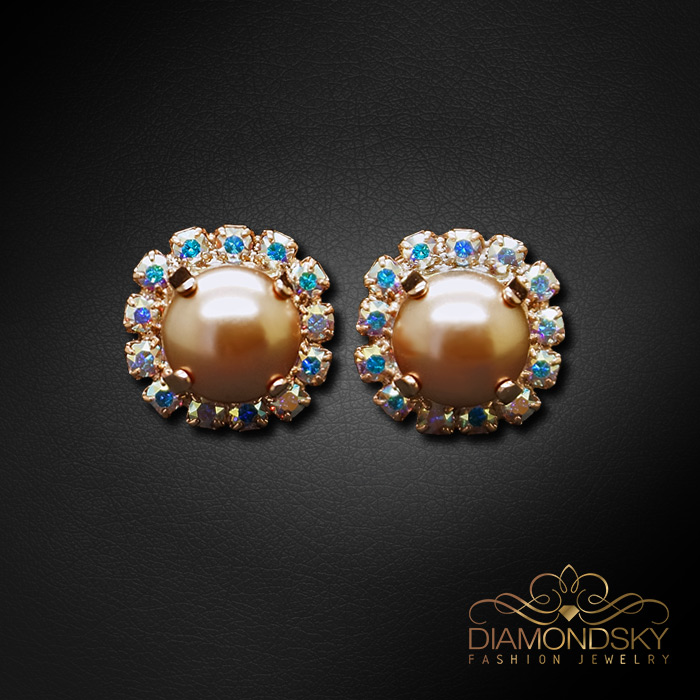 Auskari „Sirds spogulis II (Rose Gold)“ ar Swarovski® kristāliem