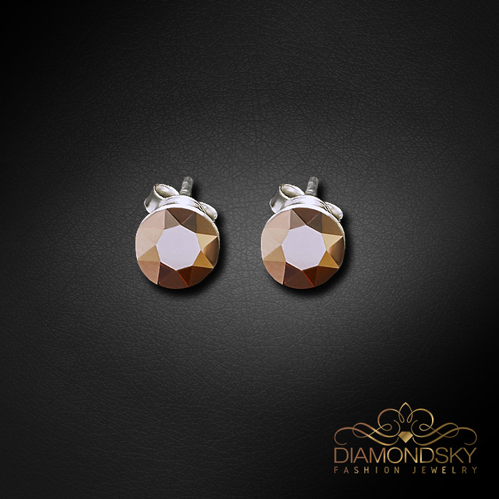 Sudraba auskari „Klasika II (Rose Gold)“ ar Swarovski® kristāliem