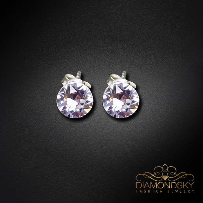 Sudraba auskari „Klasika II (Violet)“ ar Swarovski™ kristāliem