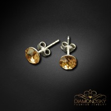 Sudraba auskari „Klasika II (Golden Shadow)“ ar Swarovski® kristāliem