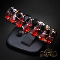 Bracelet “Serafina” (Jet/Scarlet) dazzling with Crystals by Swarovski®